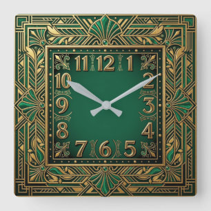 Reloj Cuadrado Art Deco Verde