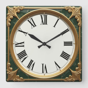 Reloj Cuadrado Art Deco Verde