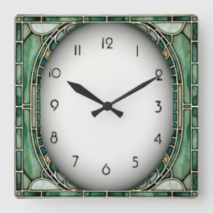Reloj Cuadrado Art Deco Verde