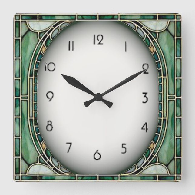 Reloj Cuadrado Art Deco Verde (Anverso)