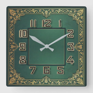Reloj Cuadrado Art Deco Verde