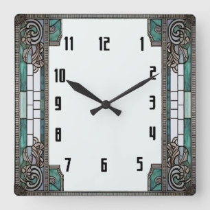 Reloj Cuadrado Art Deco Verde