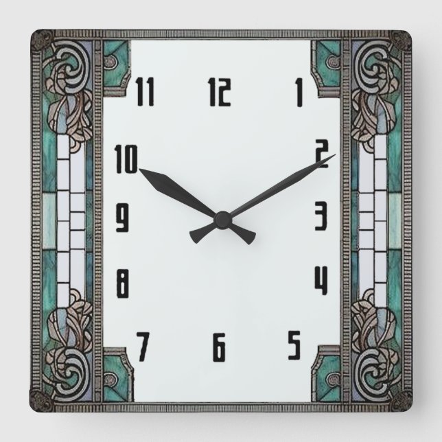 Reloj Cuadrado Art Deco Verde (Anverso)