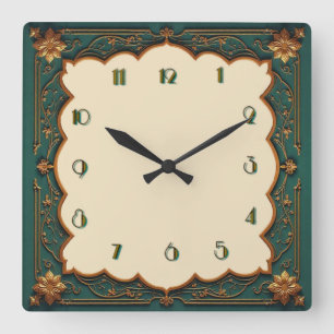 Reloj Cuadrado Art Deco Verde