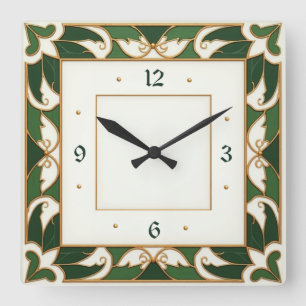 Reloj Cuadrado Art Deco Verde