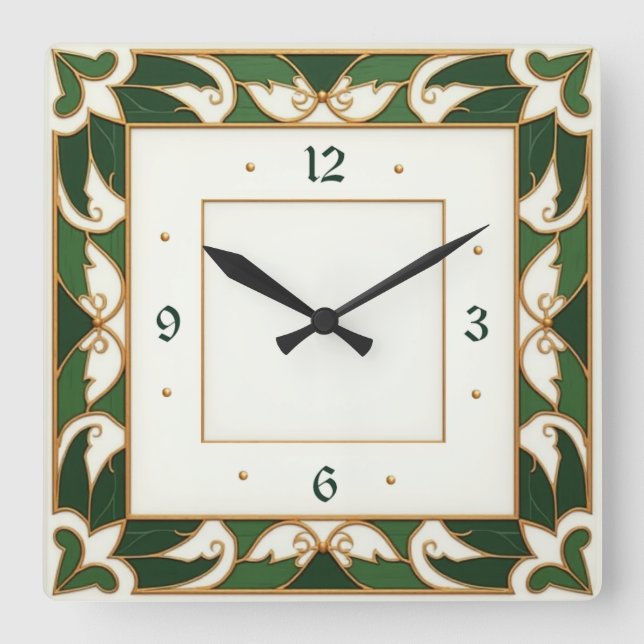 Reloj Cuadrado Art Deco Verde (Anverso)