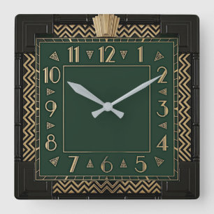 Reloj Cuadrado Art Deco Verde