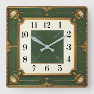 Reloj Cuadrado Art Deco Verde