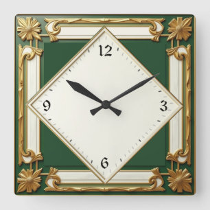 Reloj Cuadrado Art Deco Verde