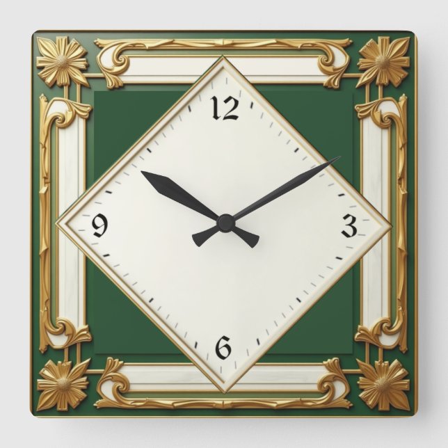 Reloj Cuadrado Art Deco Verde (Anverso)
