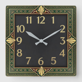 Reloj Cuadrado Art Deco Verde