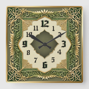Reloj Cuadrado Art Deco Verde