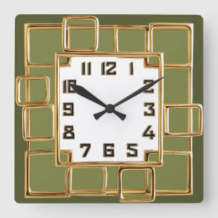 Reloj Cuadrado Art Deco Verde