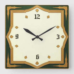 Reloj Cuadrado Art Deco Verde