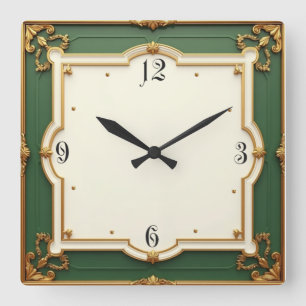 Reloj Cuadrado Art Deco Verde