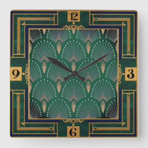 Reloj Cuadrado Art Deco Verde
