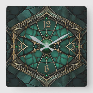 Reloj Cuadrado Art Deco Verde