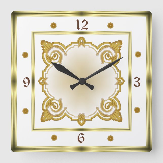 Reloj Cuadrado Art Deco White (Anverso)
