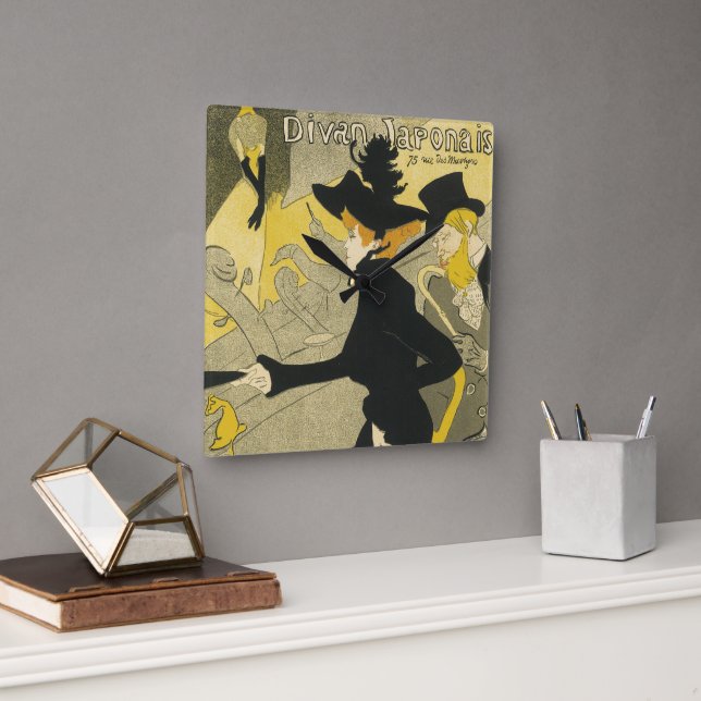 Reloj Cuadrado Art Nouveau, Divan Japonais de Toulouse Lautrec (Oficina)