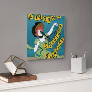 Reloj Cuadrado Art Nouveau vintage, danza Livorno Senorita