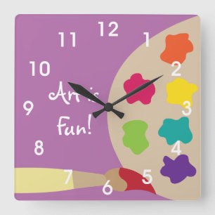 Reloj Cuadrado Art Painting Palette Wall Clock - Purple