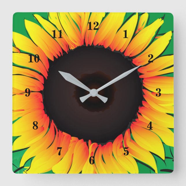 Reloj Cuadrado Art Sunflower - Sunny (Anverso)