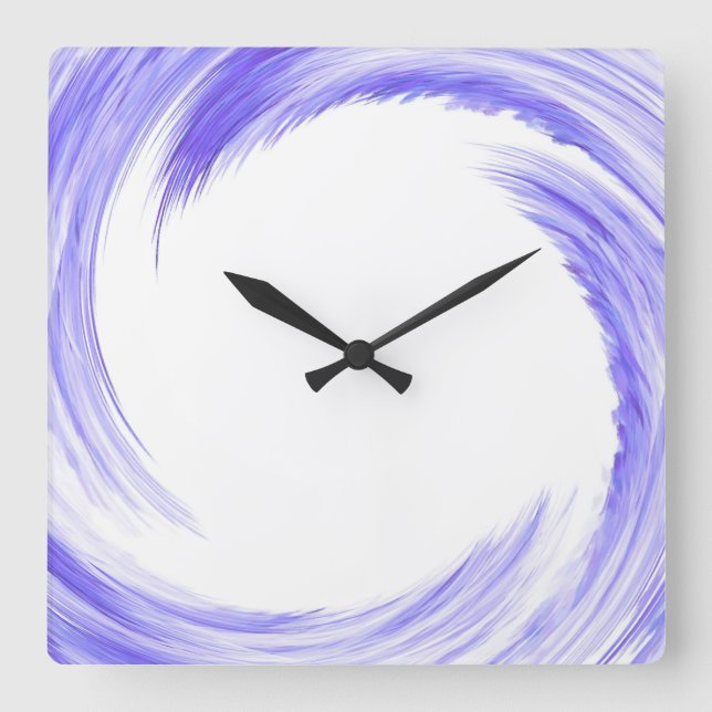 Reloj Cuadrado Arte abstracto azul morado (Anverso)