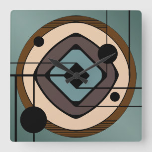 Reloj Cuadrado Arte abstracto 'Coaster de la era atómica
