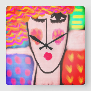 Reloj Cuadrado Arte abstracto colorido