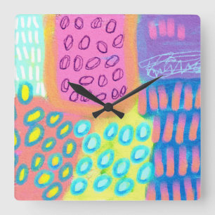 Reloj Cuadrado Arte abstracto colorido