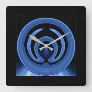 Reloj Cuadrado Arte abstracto contemporáneo azul real