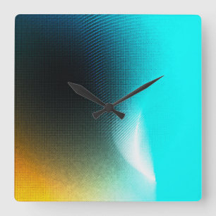 Reloj Cuadrado Arte abstracto de malla de gradiente naranja turqu