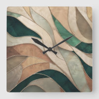 Arte abstracto de mosaico - Taupe y Esmeralda