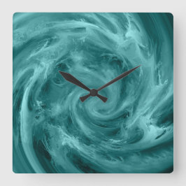 Reloj Cuadrado Arte abstracto de pintura con agua azul giratoria