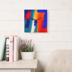 Reloj Cuadrado Arte abstracto de "Raspberry Rhapsody"
