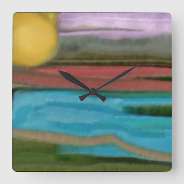 Reloj Cuadrado Arte abstracto de Sierra Sunrise