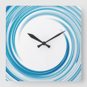 Reloj Cuadrado Arte abstracto del remolino azul del zafiro