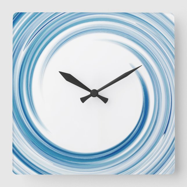 Reloj Cuadrado Arte abstracto del remolino azul del zafiro (Anverso)