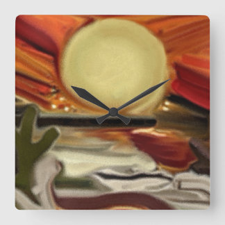Reloj Cuadrado Arte abstracto del Suroeste de los Cielos