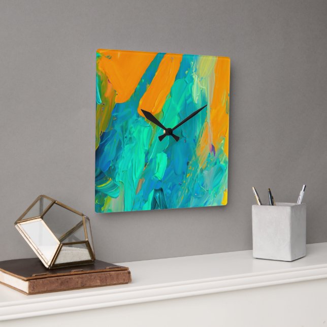 Reloj Cuadrado Arte abstracto moderno (Oficina)