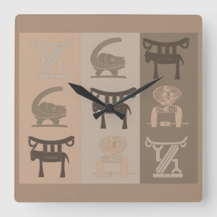 Reloj Cuadrado Arte abstracto moderno con símbolos africanos