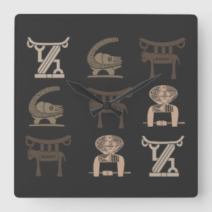 Reloj Cuadrado Arte abstracto moderno de símbolos africanos