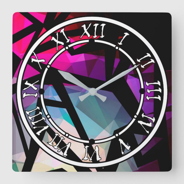 Reloj Cuadrado Arte abstracto moderno graffiti poligonal geométri (Anverso)