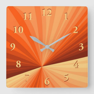 Reloj Cuadrado Arte abstracto moderno naranja rojo vainilla gráfi