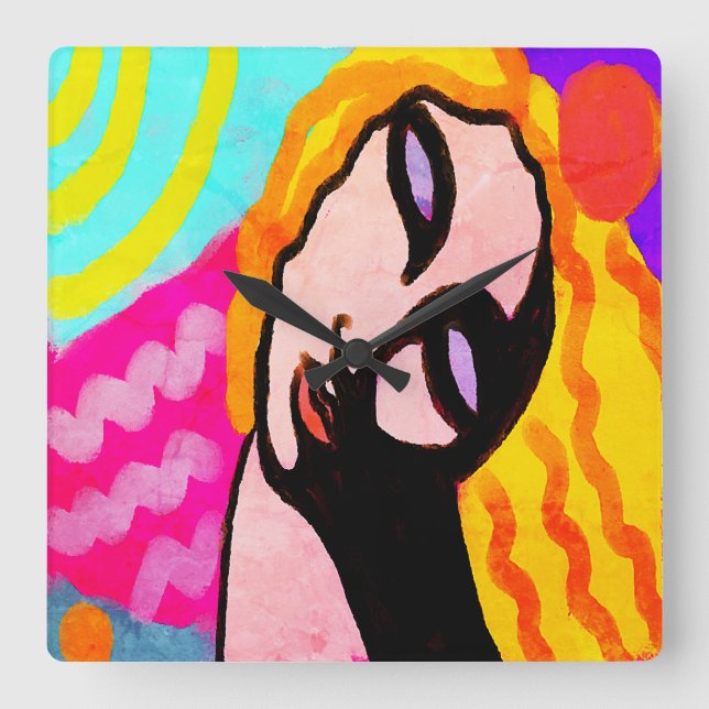 Reloj Cuadrado Arte abstracto original (Anverso)