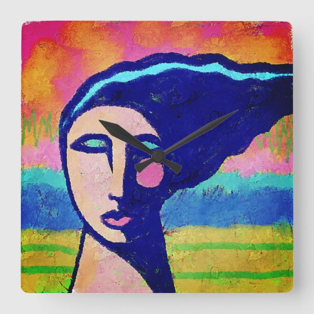 Reloj Cuadrado Arte abstracto único (Anverso)