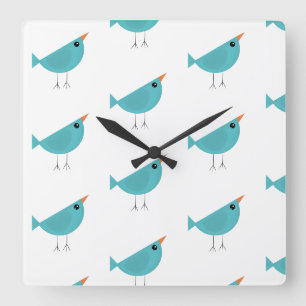 Reloj Cuadrado Arte adorable y caprichoso de aves y naturaleza