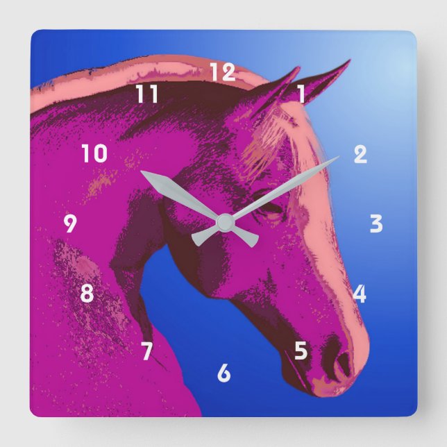Reloj Cuadrado Arte Animal Cabeza de Caballo (Anverso)