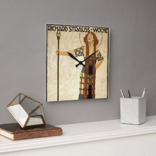 Reloj Cuadrado Arte Antiguo Art Nouveau Richard Strauss-Woche, Mú