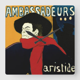 Reloj Cuadrado Arte Antiguo Modernista Ambassadeurs, Toulouse Lau
